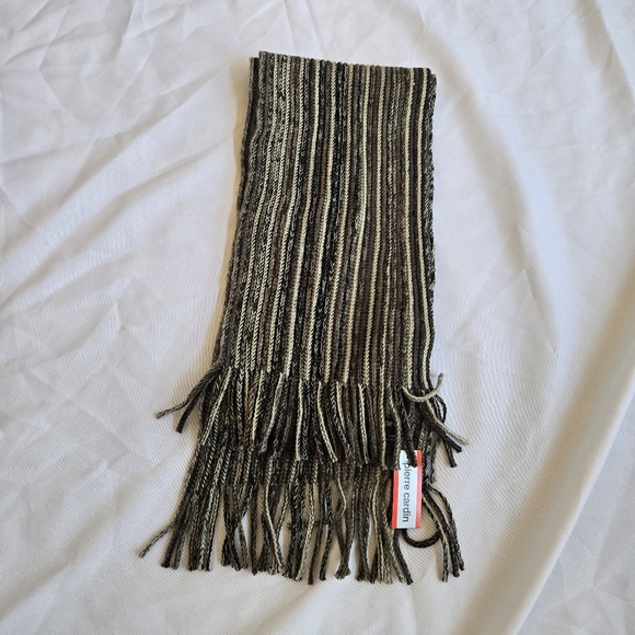 Pierre Cardin Acrylic Striped Fringed Tight Knit Scarf 52 X 8 NEW - Picture 9 of 9